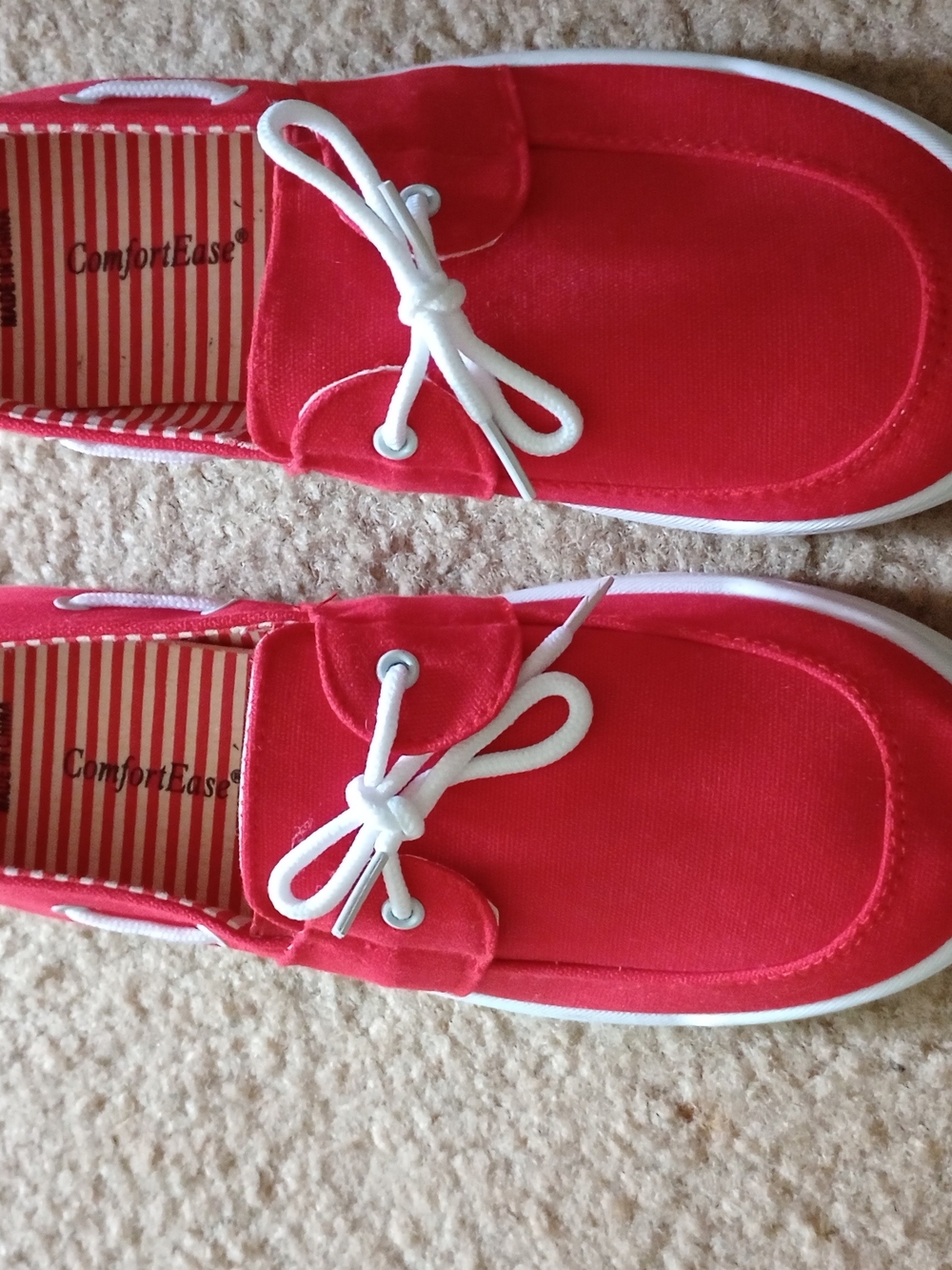 Red Canvas Slip-On Boat Sandals for Women
